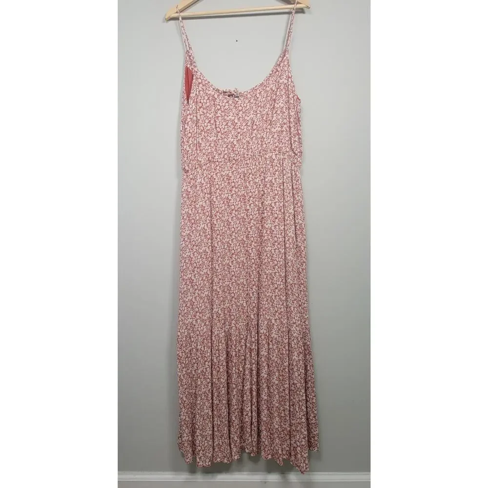 Abercrombie & Fitch Womens XLT Floral Spaghetti Strap Tiered Maxi Dress